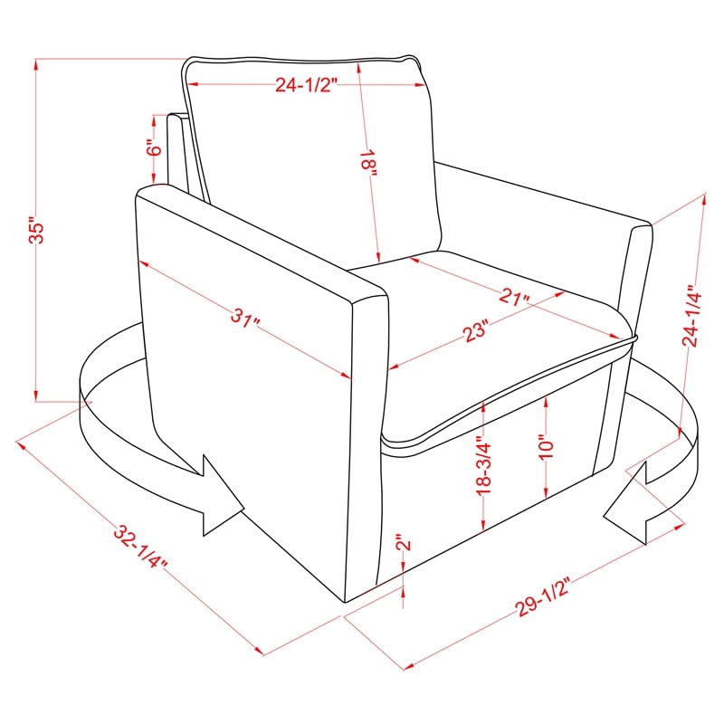 Furniture of America Elm Transitional Faux Leather Swivel Chair in Brown