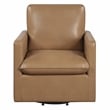 Furniture of America Elm Transitional Faux Leather Swivel Chair in Brown