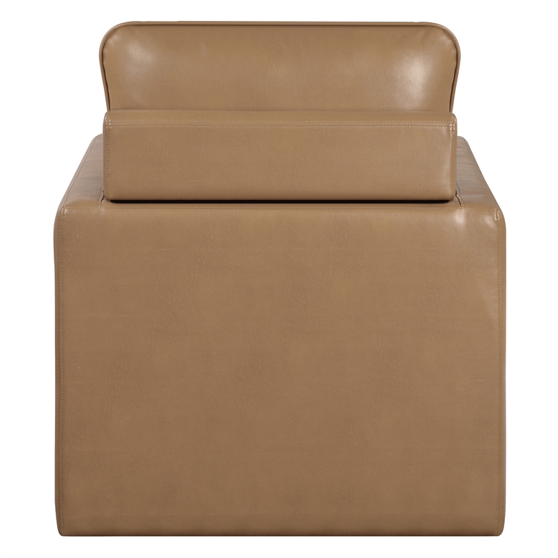 Furniture of America Elm Transitional Faux Leather Swivel Chair in Brown