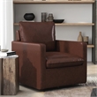 Furniture of America Elm Transitional Faux Leather Swivel Chair in Dark Brown