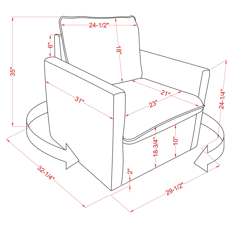 Furniture of America Elm Transitional Faux Leather Swivel Chair in Dark Brown