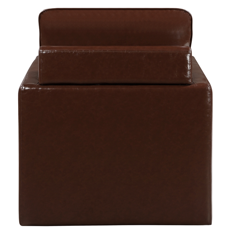 Furniture of America Elm Transitional Faux Leather Swivel Chair in Dark Brown