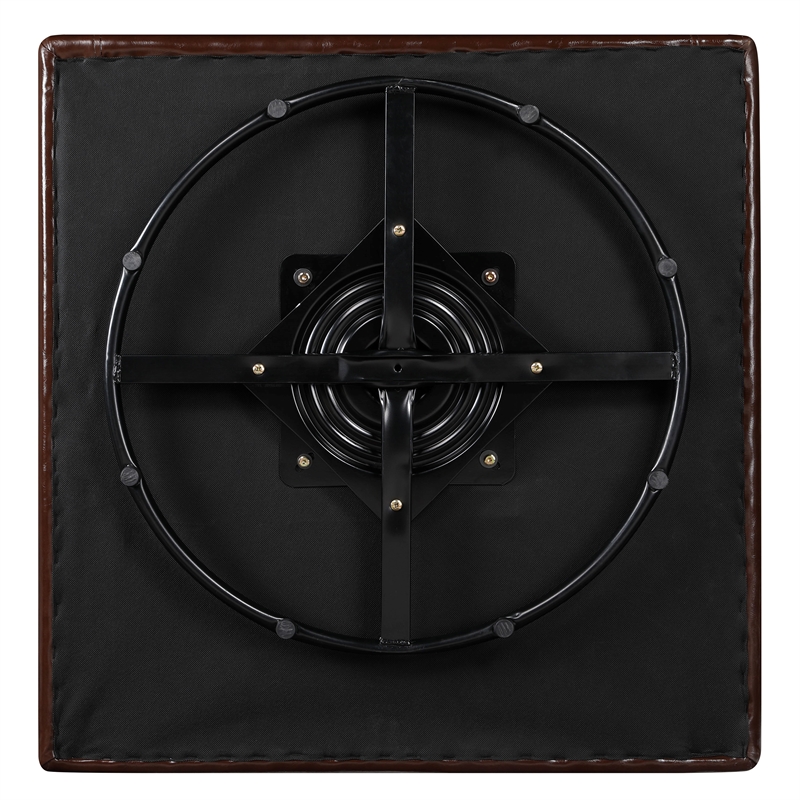 Furniture of America Elm Transitional Faux Leather Swivel Chair in Dark Brown