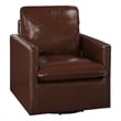 Furniture of America Elm Transitional Faux Leather Swivel Chair in Dark Brown
