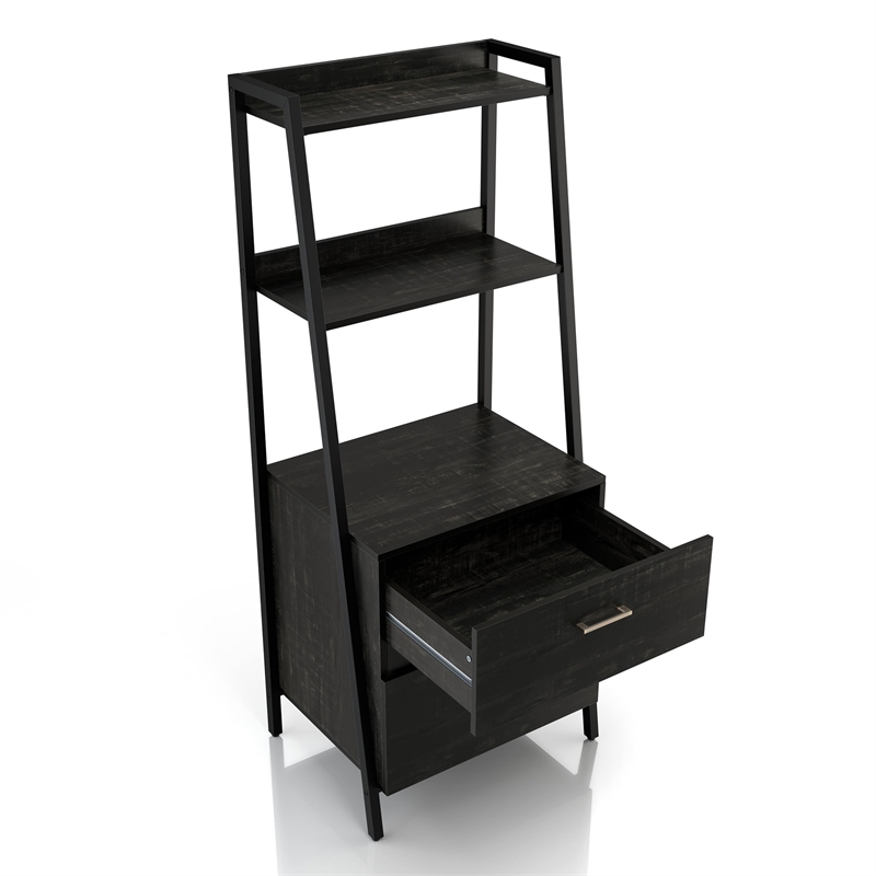 Furniture of America Elm Wood 1-Drawer File Cabinet in Reclaimed Black Oak