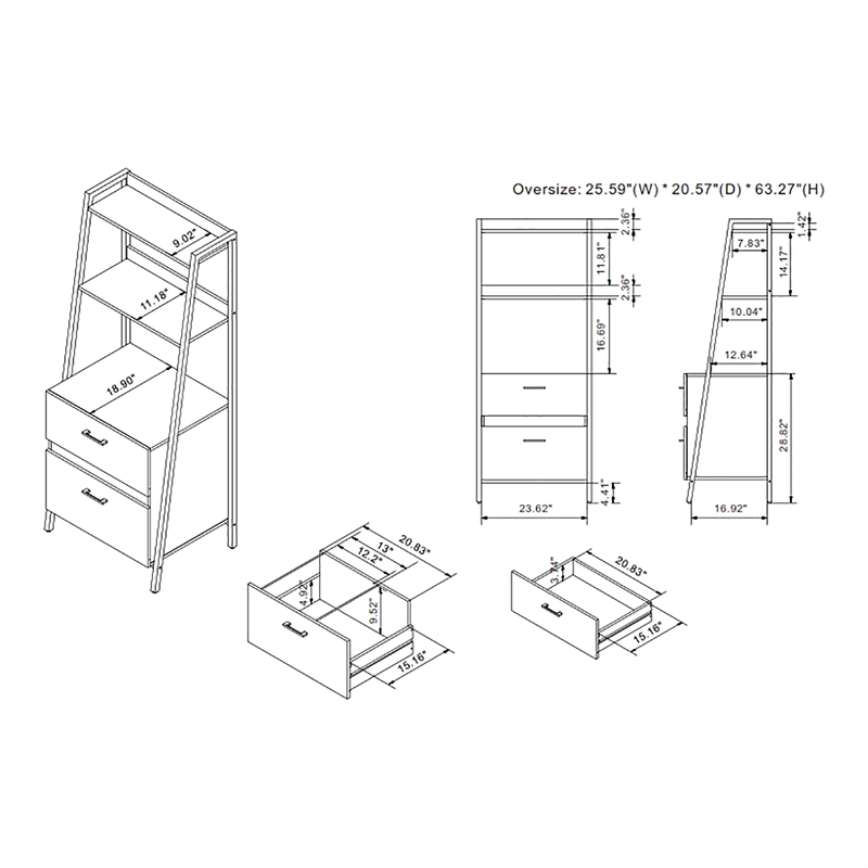 Furniture of America Elm Wood 1-Drawer File Cabinet in Reclaimed Black Oak