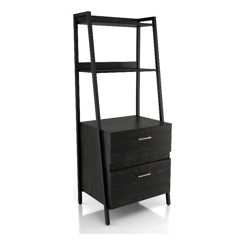 Furniture of America Elm Wood 1-Drawer File Cabinet in Reclaimed Black Oak