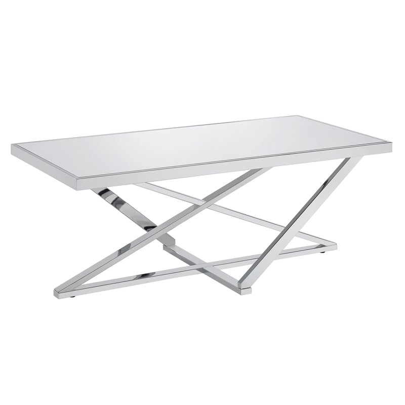 Furniture of America Glanz Metal 2-Piece Coffee Table Set in Chrome