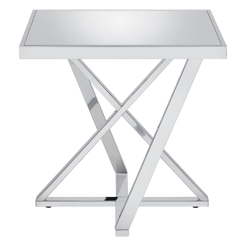 Furniture of America Glanz Metal 2-Piece Coffee Table Set in Chrome