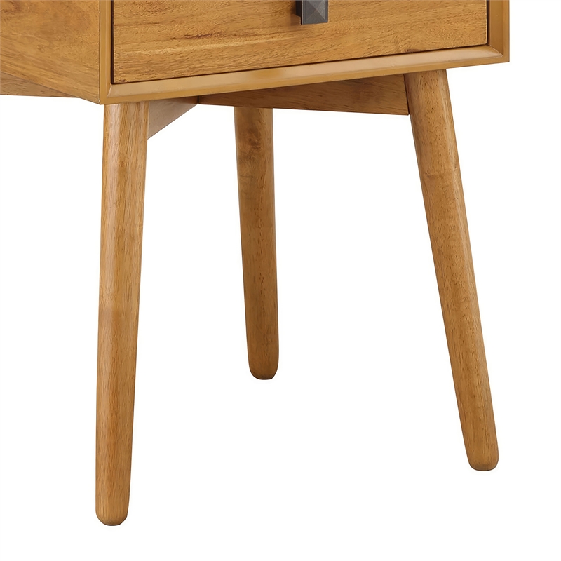 Furniture of America Alto Mid-Century Wood 2-Drawer Side Table in Light Oak