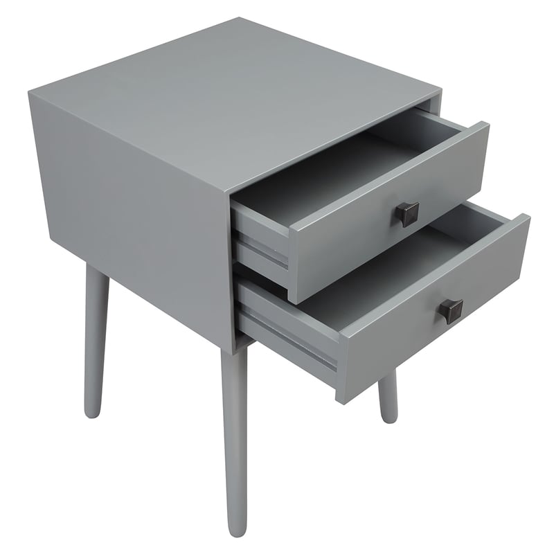 Furniture of America Alto Mid-Century Wood 2-Drawer Side Table in Gray