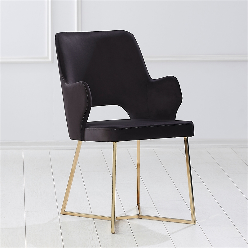 Furniture of America Glanz Fabric Open-Back Accent Chairs in Black (Set of 2)