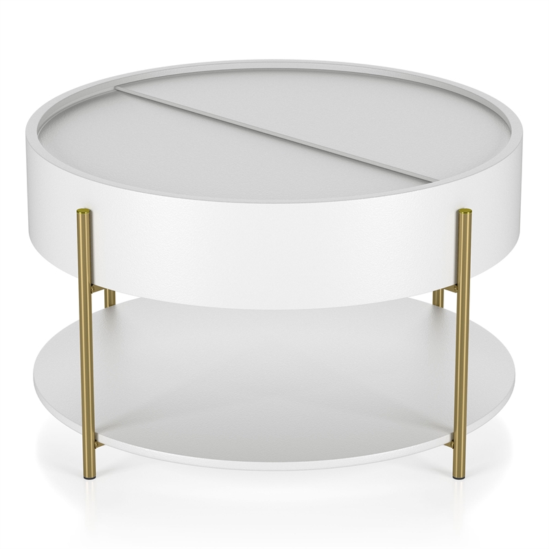 Furniture of America Haft Wood Coffee Table with Hidden Storage in White