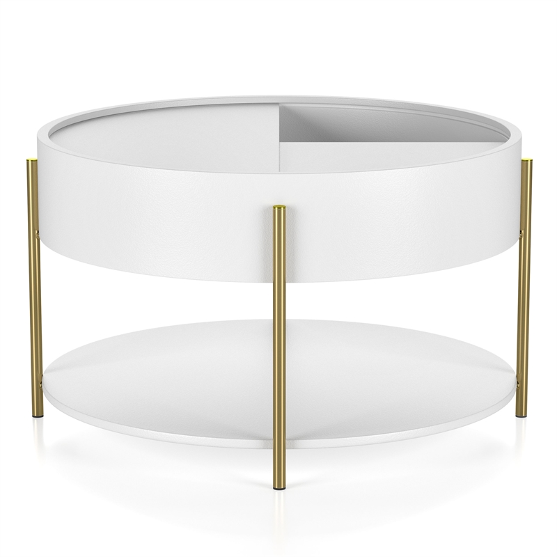 Furniture of America Haft Wood Coffee Table with Hidden Storage in White