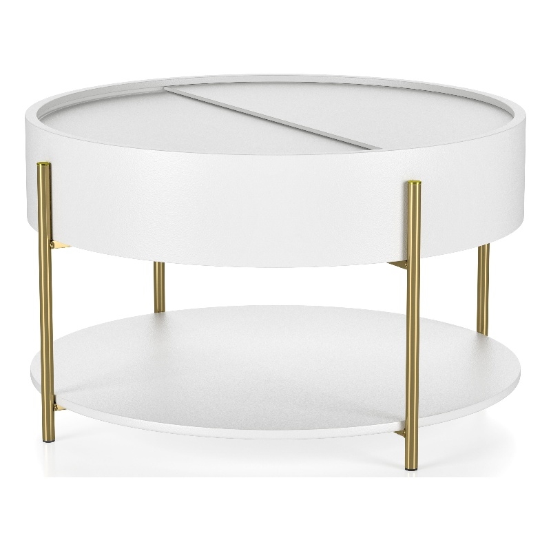 Furniture of America Haft Wood Coffee Table with Hidden Storage in White