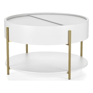 Furniture of America Haft Wood Coffee Table with Hidden Storage in White