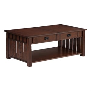 Furniture of America Elm Wood Coffee Table With Hidden Lift Shelf in Dark Oak