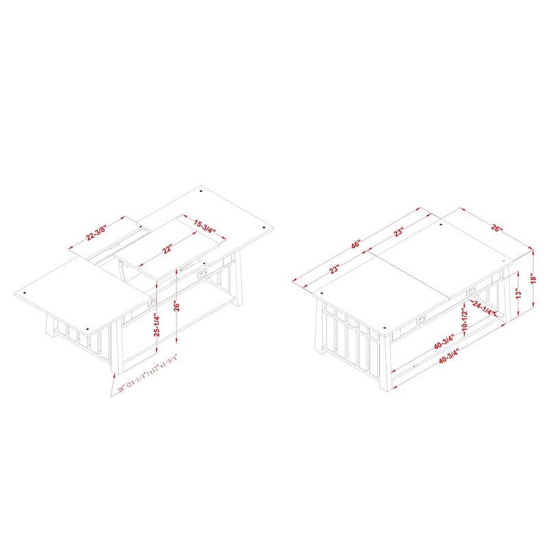 Furniture of America Elm Wood Coffee Table With Hidden Lift Shelf in Gray