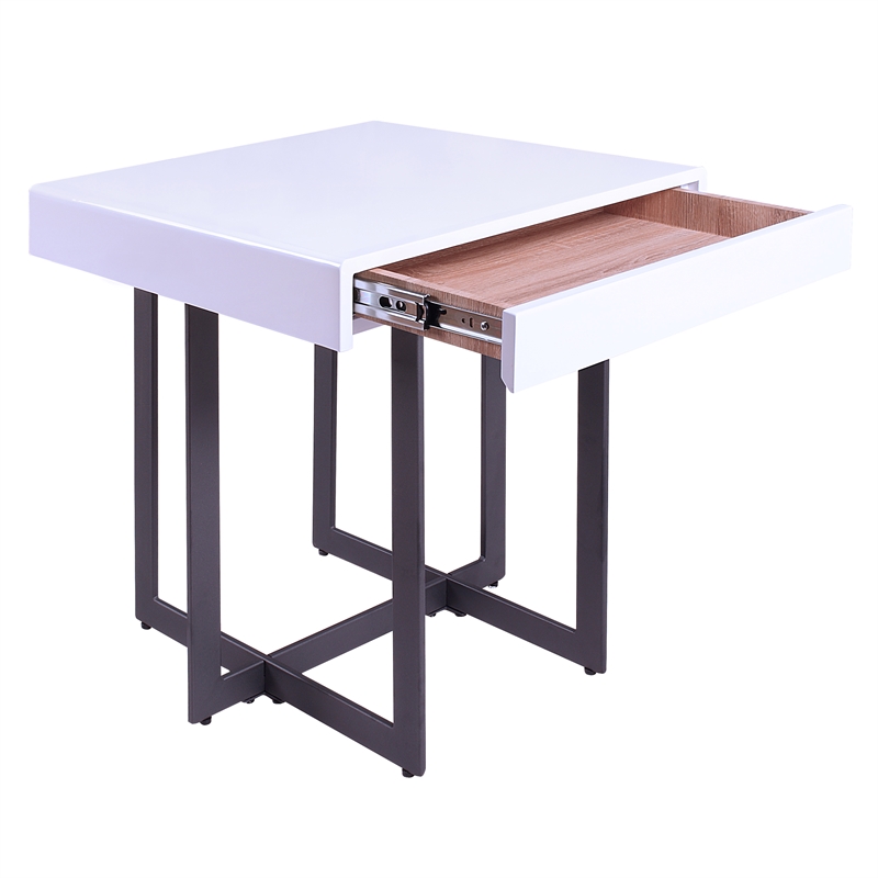 Furniture of America Vasket Contemporary Metal 2-Piece Coffee Table Set in White