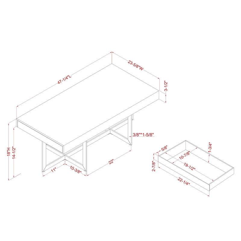 Furniture of America Vasket Contemporary Metal 2-Piece Coffee Table Set in White
