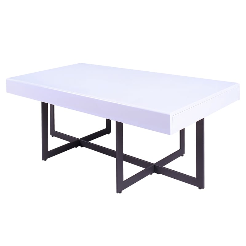 Furniture of America Vasket Contemporary Metal 2-Piece Coffee Table Set in White