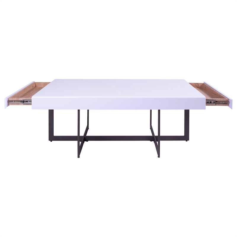 Furniture of America Vasket Contemporary Metal 2-Piece Coffee Table Set in White