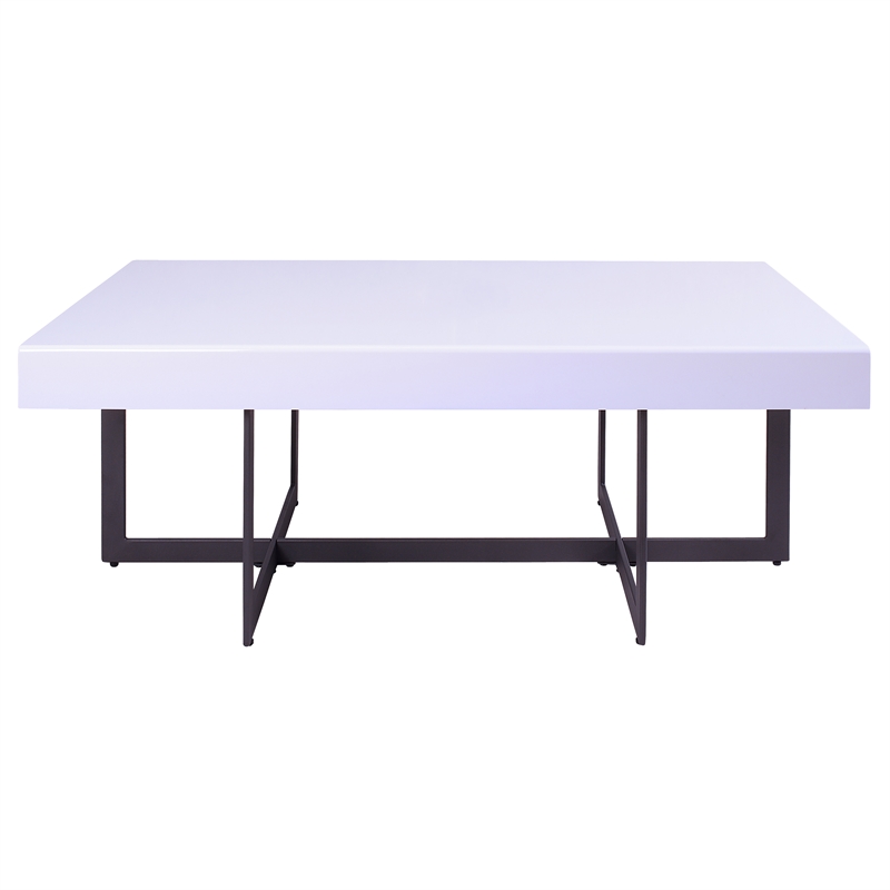 Furniture of America Vasket Contemporary Metal 2-Drawer Coffee Table in White