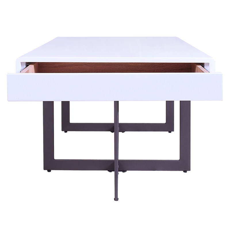 Furniture of America Vasket Contemporary Metal 2-Drawer Coffee Table in White