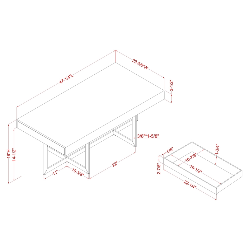Furniture of America Vasket Contemporary Metal 2-Drawer Coffee Table in White