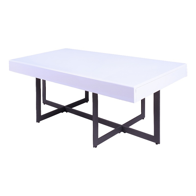 Furniture of America Vasket Contemporary Metal 2-Drawer Coffee Table in White