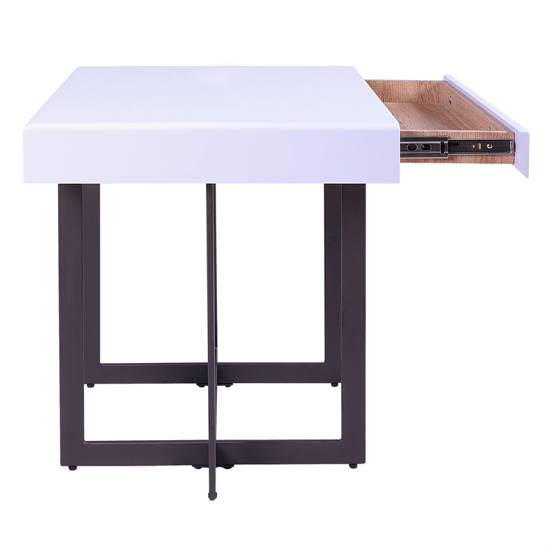 Furniture of America Vasket Contemporary Metal 1-Drawer End Table in White