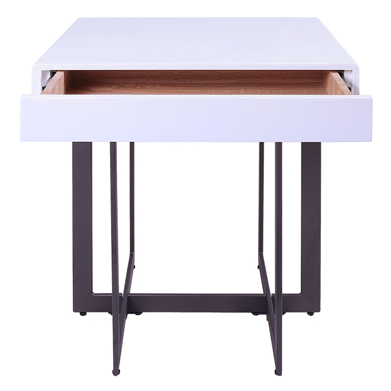 Furniture of America Vasket Contemporary Metal 1-Drawer End Table in White