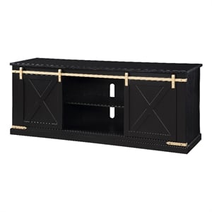 Furniture of America Birch Wood 72&quot Length TV Stand in Black and Gold