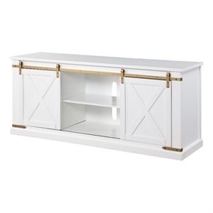Furniture of America Birch Wood 72&quot Length TV Stand in White and Gold