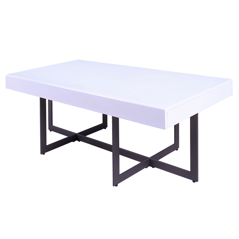 Furniture of America Vasket Contemporary Metal 3-Piece Coffee Table Set in White