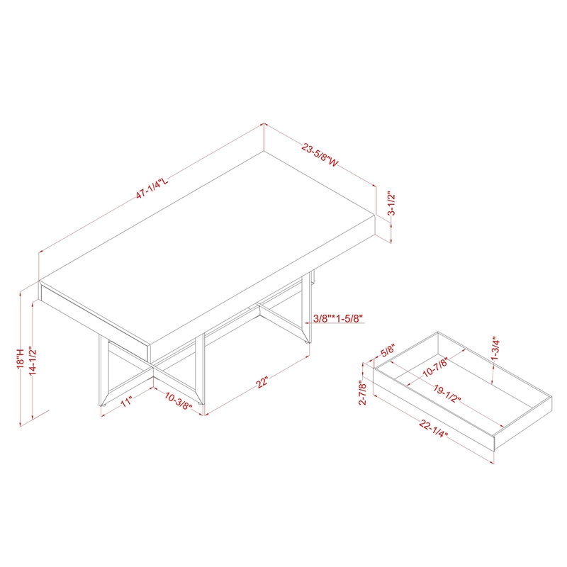 Furniture of America Vasket Contemporary Metal 3-Piece Coffee Table Set in White