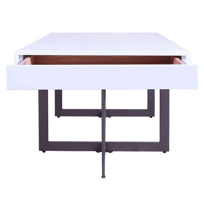 Furniture of America Vasket Contemporary Metal 3-Piece Coffee Table Set in White