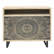 Furniture of America Druze Wood 2-Door Cabinet in Natural and Black