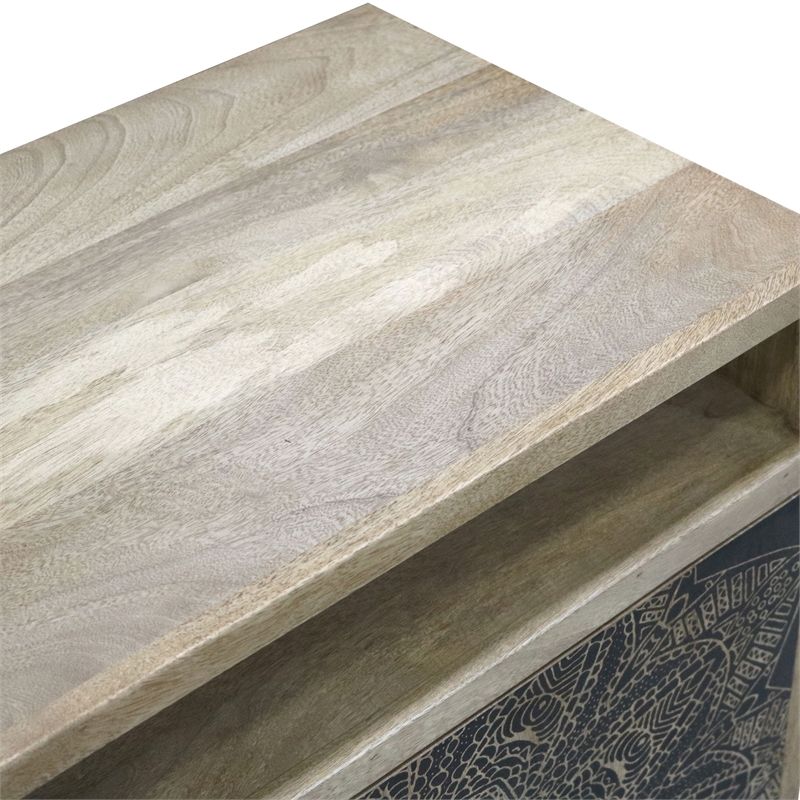 Furniture of America Druze Wood 2-Door Cabinet in Natural and Black