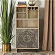 Furniture of America Druze Wood Multi-Storage Wine Cabinet in Natural and Black