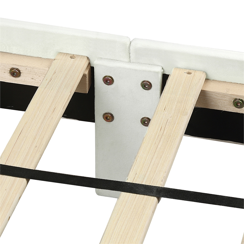 Furniture of America Harper Fabric Upholstered Eastern King Bed in Beige