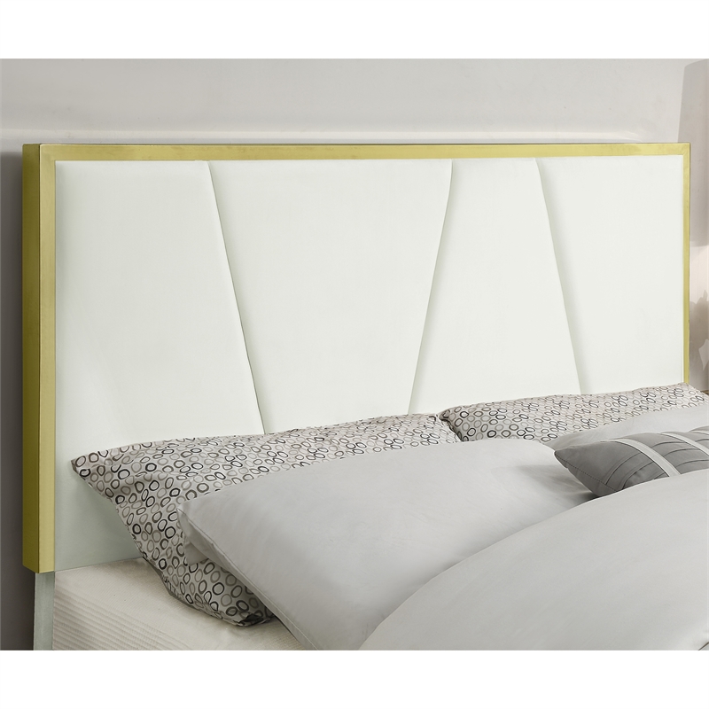 Furniture of America Harper Fabric Upholstered Eastern King Bed in Beige