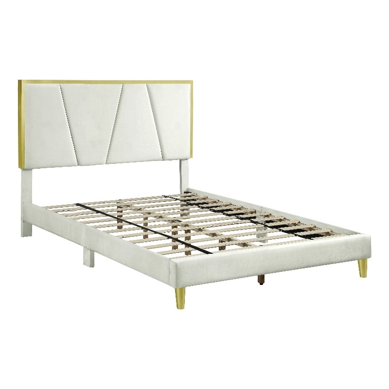 Furniture of America Harper Fabric Upholstered Queen Bed in Beige