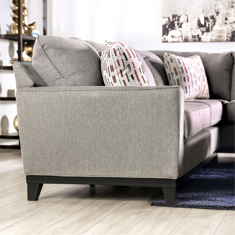 Furniture of America Romer Transitional Fabric L-Shaped Sectional in Light Gray