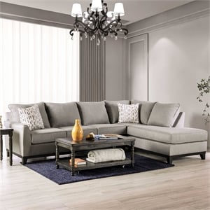 Furniture of America Romer Transitional Fabric L-Shaped Sectional in Light Gray