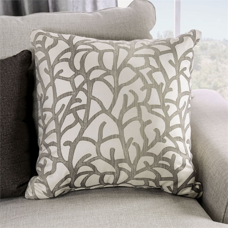 Furniture of America Wendl Transitional Fabric Nailhead Trim Sofa in Light Gray