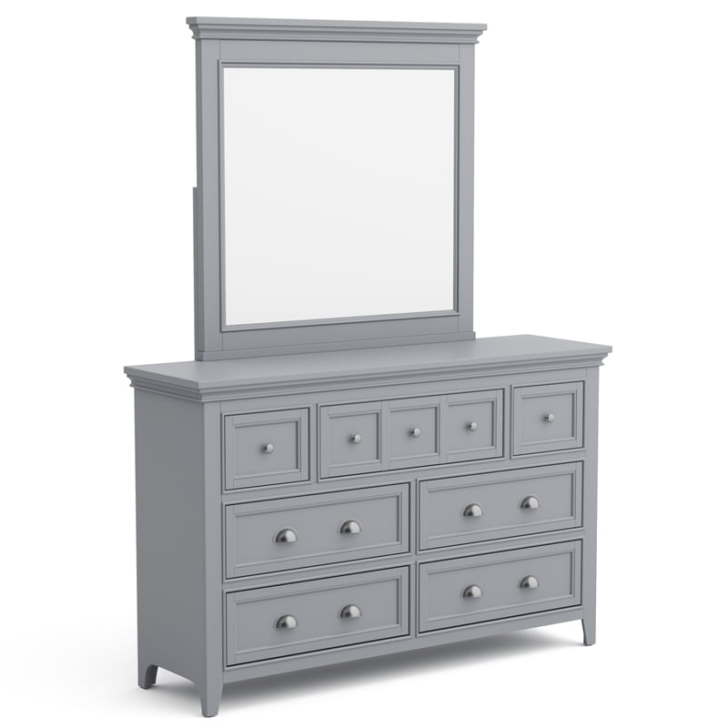 Furniture of America Ender Wood 7-Drawer Dresser with Mirror in Gray
