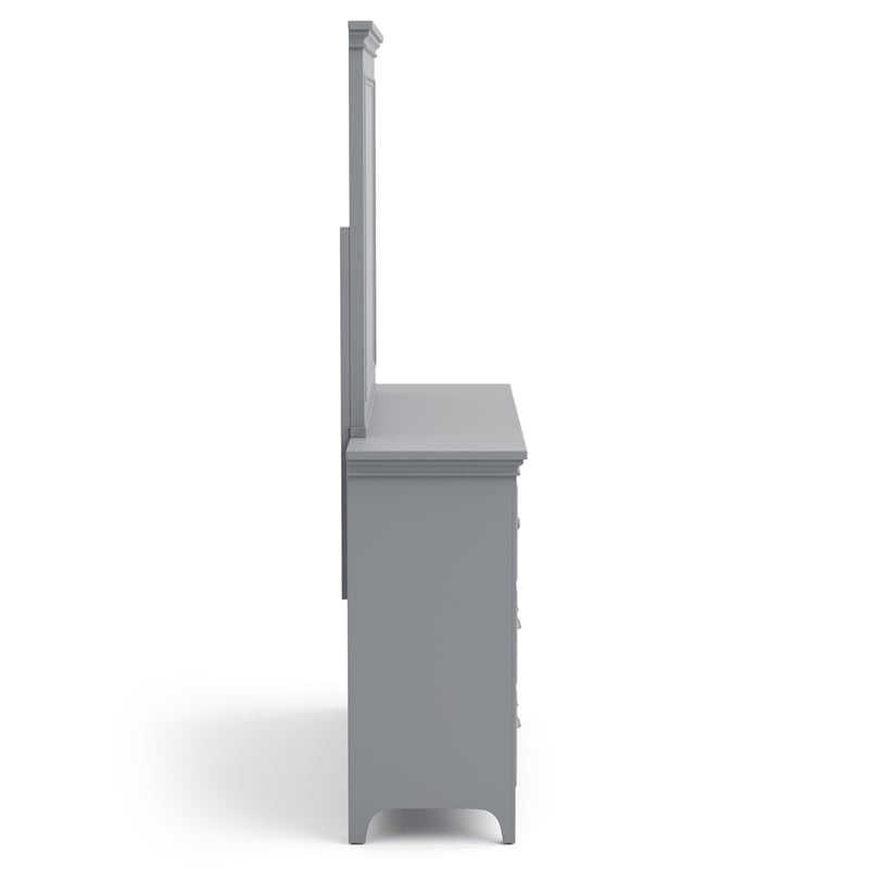 Furniture of America Ender Wood 7-Drawer Dresser with Mirror in Gray