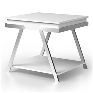 Furniture of America Becti Contemporary Wood 1-Shelf End Table in White