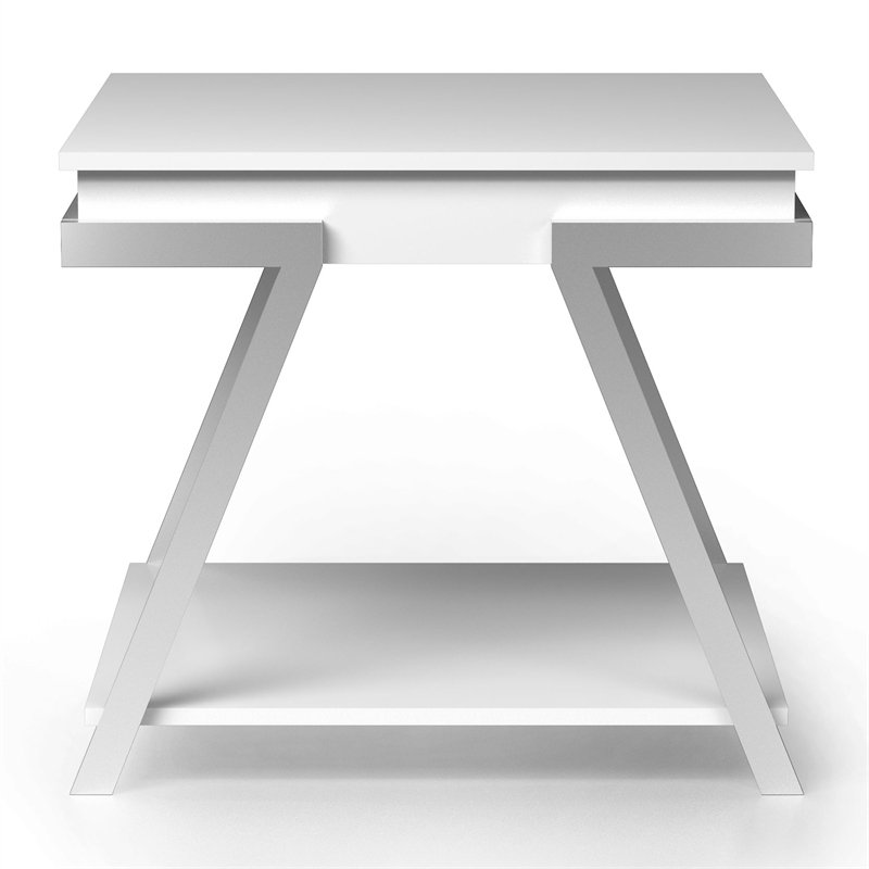 Furniture of America Becti Contemporary Wood 1-Shelf End Table in White